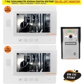 7 Inç Dokunmatik Ekran Diafon Sistemi Tek Zil Çift Monitör (Renkli+ Sesli Konuşma+Kapıyı Açma) - 1