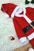 Erkek Çocuk Noel Baba Yılbaşı Kostümü Şapkalı Kemerli Bebek Kostümü - 4
