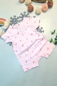 Kısa Paça Yazlık Gündelik Bebek Çıtçıtlı Zıbın %100 Pamuk Toz Pembe Kirazlı - 1