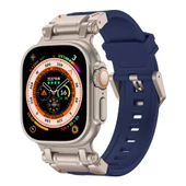 Apple Watch Ultra 49mm  KRD-101 Titanyum Metal Başlıklı Silikon Kordon - 3