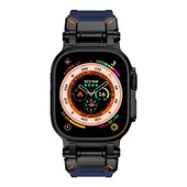 Apple Watch Ultra 49mm  KRD-101 Titanyum Metal Başlıklı Silikon Kordon - 12