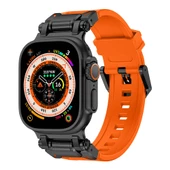 Apple Watch Ultra 49mm  KRD-101 Titanyum Metal Başlıklı Silikon Kordon - 10