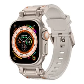 Apple Watch Ultra 49mm  KRD-101 Titanyum Metal Başlıklı Silikon Kordon - 9