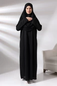 Tek Parça Namaz Elbisesi - Siyah - 5015 - 7