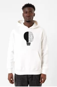 Lightbulb & Brain Beyaz Erkek 3ip Kapşonlu Sweatshirt thumbnail 1