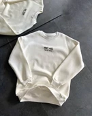 Bisiklet Yaka Üç İplik Baskılı Oversize SweatShirt - Beyaz - 2