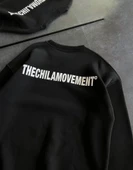 Kışlık Bisiklet Yaka Oversize Baskılı SweatShirt - Siyah - 1