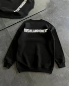 Kışlık Bisiklet Yaka Oversize Baskılı SweatShirt - Siyah - 2