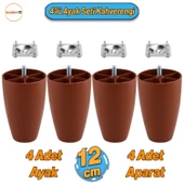 Oval 4 Adet Aparatlı Plastik Ayak 12 cm Kahverengi Mobilya Sehpa Kanepe Koltuk Ayağı Baza Ayakları thumbnail 1