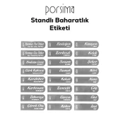 Porsima 1183 6 Lı Simple Standlı Etiketli Kendinden Yapışkanlı Kapaklı Kaşıklı Baharatlık Takımı -baharatlık thumbnail 3