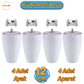 Oval 4 Adet Plastik Ayak 12 cm Beyaz Mobilya Sehpa Kanepe Koltuk Ayağı Baza Ayakları Aparat Dahil thumbnail 1
