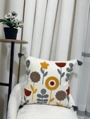 NİVEMESHOME ELYAF DOLGULU ÇİÇEKLİ NAKIŞLI  KIRLENT KILIFI 45X45 - 3