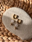 Çelik pembe kuvars küpe thumbnail 4