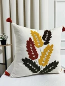 NİVEMESHOME ELYAF DOLGULU MEŞE YAPRAĞI NAKIŞLI KIRLENT KILIFI 45X45 - 4