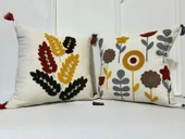 NİVEMESHOME ELYAF DOLGULU ÇİÇEKLİ NAKIŞLI  KIRLENT KILIFI 45X45 - 2