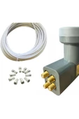 4'lü 4 Çıkışlı Lnb 3d 4k Full Hd Lenebe Elenbi + 20 mt 20 metre Anten Kablo + 10 Adet Jak - 1