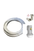 10 Mt Metre Anten Kablosu Tekli Lnb Ve 10 Adet F Konnektör Uydu Set - 1
