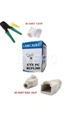 Cat6 Set Rj45 Pense 50 Metre Kablo 20 Adet Rj45 20 Adet Rj45 Kılıf Amatör Set Modem Pc Internet kab - 1
