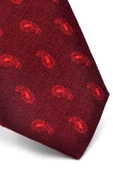 Kırmızı Şal Desenli Bordo Dokuma Kumaş Mendilli Slim Fit Kravat // SDK-240810 thumbnail 3