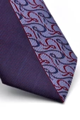 Mor ve Lacivert Pano Desenli Dokuma Kumaş Slim Fit Kravat // KPK012 thumbnail 2