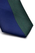 Yeşil ve Lacivert Pano Desenli Dokuma Kumaş Slim Fit Kravat // KPK013 thumbnail 2