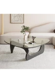 Eriza Vitra, Yeni Nesil Modern Elips Geometrik Orta Cam Sehpa, Siyah - 1