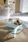 Eriza Vitra, Yeni Nesil Modern Elips Geometrik Orta Cam Sehpa, Beyaz - 1