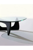 Eriza Vitra, Yeni Nesil Modern Elips Geometrik Orta Cam Sehpa, Siyah - 3