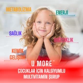 U MORE - Multivitamin Ve Kalsiyumlu Çocuk Şurubu, Çinko, Vitamin C, B3, E, B5, B2, B1, B6, A, D-150ml - 3