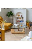 Eriza Vitra, Yeni Nesil Modern Elips Geometrik Orta Cam Sehpa, Natural - 2