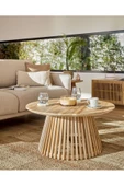 Eriza Side,  Yuvarlak Country Çıtalı Orta Sehpa, Natural - 1