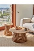 Eriza Side, Yuvarlak Country 2'li Çıtalı Orta ve Yan Sehpa, Natural - 1