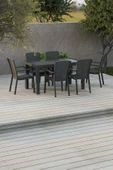 Çavdar Group 80x140 cm Rattan 6 Kişilik Masa Takımı Camlı Sedan Sandalye Bahçe Teras Takımı Oturma Grubu - 1