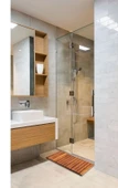 Ahşap Paspas Banyo Paspası Duşakabin Lavabo Kapı Önü Paspas 68x40 cm Büyük Boy - 1