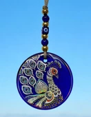 Tavus Kuşu Şekilli Yaldızlı Duvar Süsü Cam Hediyelik Dekor - 3