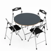 Eportatif Katlanır Masa ve 4 Adet Sandalye Seti Füme 1464 - 4