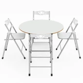 Eportatif Katlanır Masa ve 4 Adet Sandalye Seti Beyaz 1463 thumbnail 4