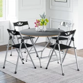 Eportatif Katlanır Masa ve 4 Adet Sandalye Seti Füme 1464 - 1