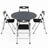 Eportatif Katlanır Masa ve 4 Adet Sandalye Seti Füme 1464 - 5