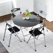 Eportatif Katlanır Masa ve 4 Adet Sandalye Seti Füme 1464 - 2