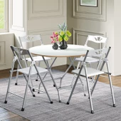 Eportatif Katlanır Masa ve 4 Adet Sandalye Seti Beyaz 1463 thumbnail 1