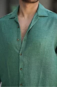 Cepsiz Keten Erkek Gömlek Yeşil - 3