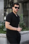 İnce Çizgili Erkek Gömlek Siyah - 2