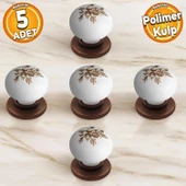 Eymen Polimer Düğme Kulp Tabla Antik Bakır Mobilya Mutfak Çekmece Dolap Kulpu Kulbu Kulpları 5 ADET - 1