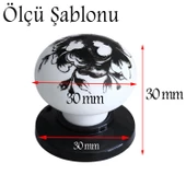 Eymen Polimer Düğme Kulp Çiçek Siyah Beyaz Mobilya Mutfak Çekmece Dolap Kulpu Kulbu Kulpları 10 ADET thumbnail 2