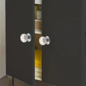 Eymen Polimer Düğme Kulp Beyaz Krom Mobilya Mutfak Çekmece Dolap Kulpu Kulbu Kulpları 5 ADET thumbnail 4