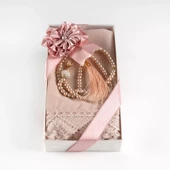 Namaz Örtüsü (Şal) + Tesbih Hediye Seti (Pudra Pembe) - 1