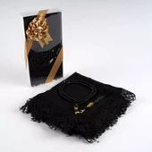 Namaz Örtüsü (Şal) + Tesbih Hediye Seti (Siyah) - 2