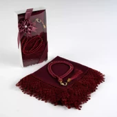 Namaz Örtüsü (Şal) + Tesbih Hediye Seti (Bordo) - 2