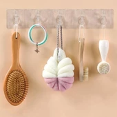 2 Adet Kendinden Yapışkanlı Güçlü Şeffaf 5li Askılık - Kapı Arkası Mutfak Duvar Banyo - 1